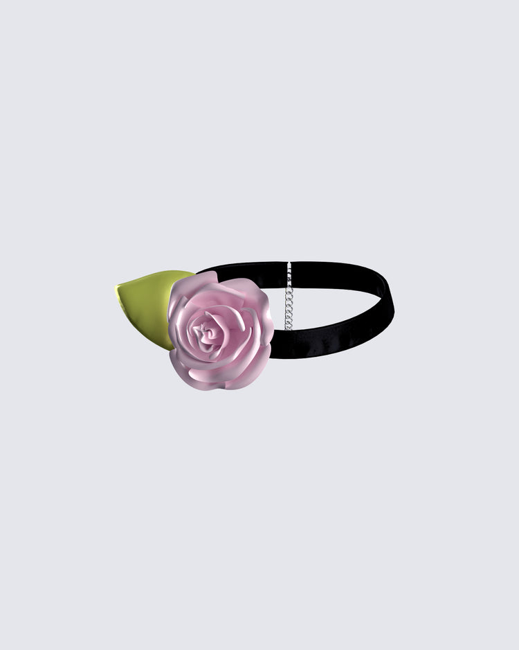 Yvonne Pink Flower Choker
