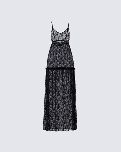 Black Lace Maxi Dress