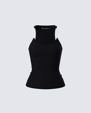 Jazlyn Black Invisible Strap Tank Top