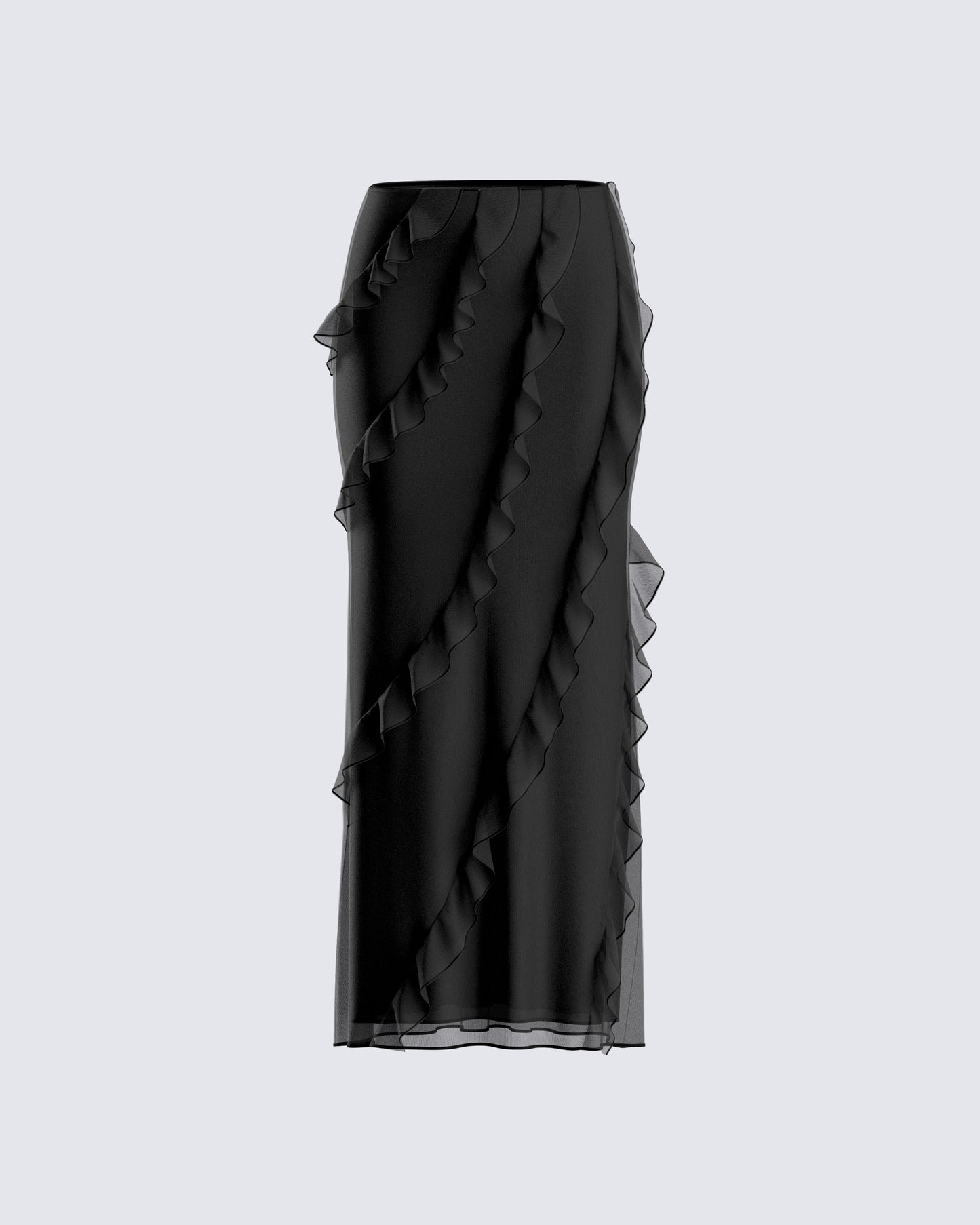 Sissy Black Ruffle Maxi Skirt