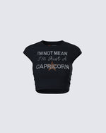 Clea Black Capricorn Graphic Top