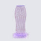 Ophira Lavender Rhinestone Feather Trim Skirt