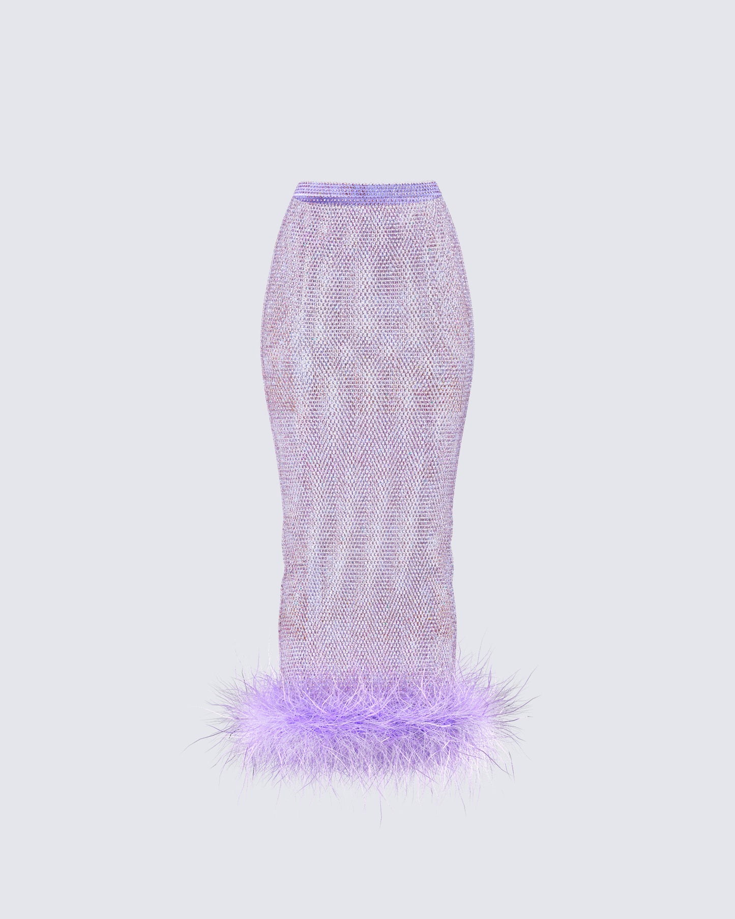 Ophira Lavender Rhinestone Feather Trim Skirt