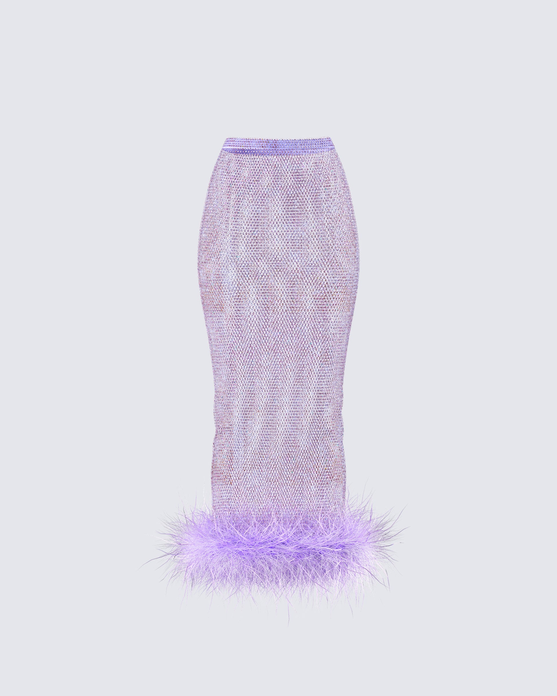 Ophira Lavender Rhinestone Feather Trim Skirt – FINESSE