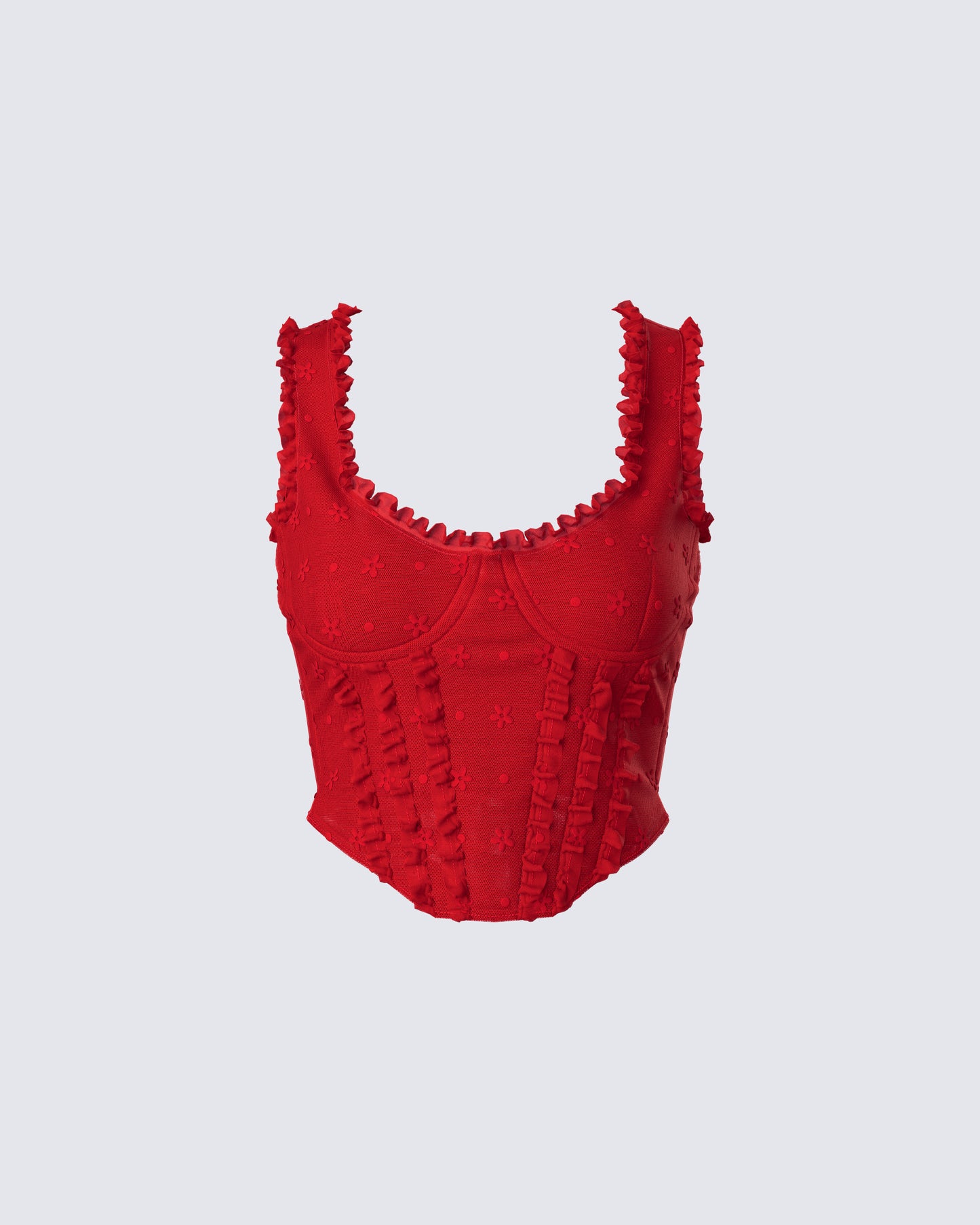 Kimona Red Ruffle Corset Top