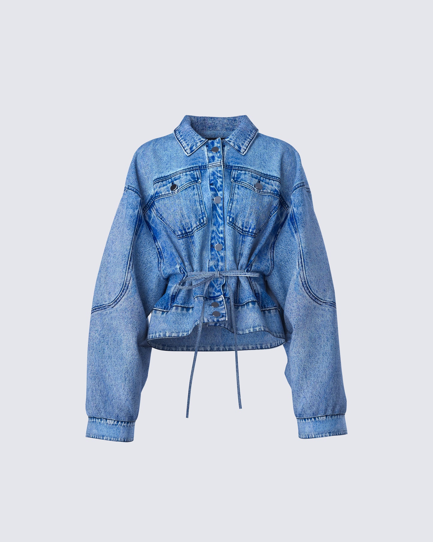 Yui Blue Denim Oversized Cropped Jacket