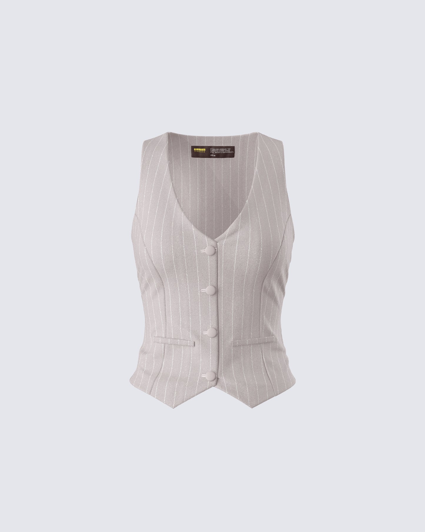 Jaelyn Beige Pinstripe Vest