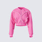 Uzma Pink Denim Cropped Bomber Jacket