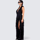 Nandi Black Ruffle Maxi Dress