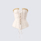 Tameka Ivory Canvas Lace Up Corset Top