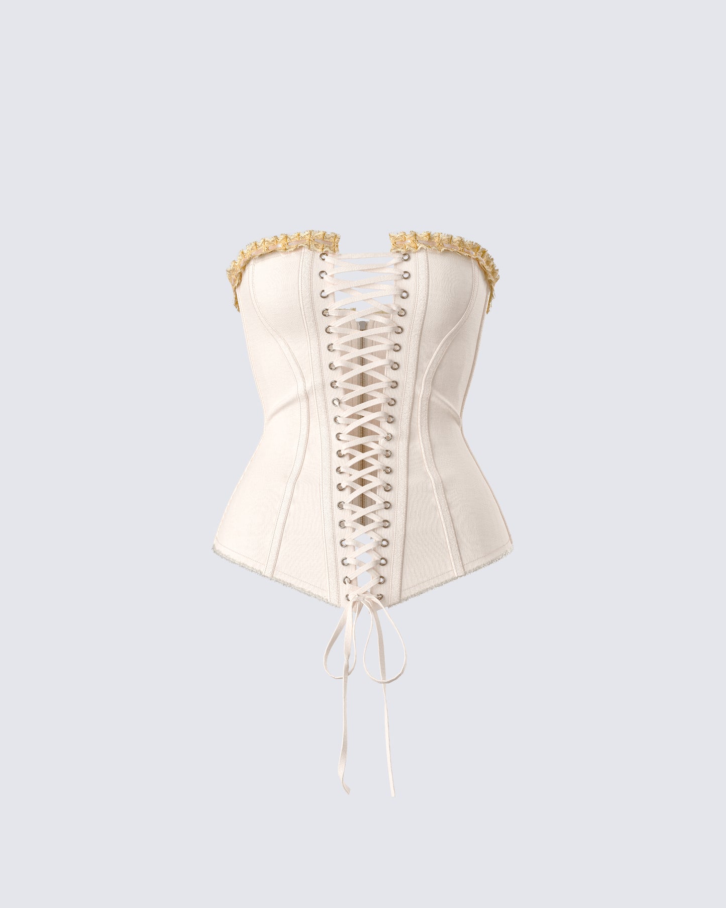 Tameka Ivory Canvas Lace Up Corset Top