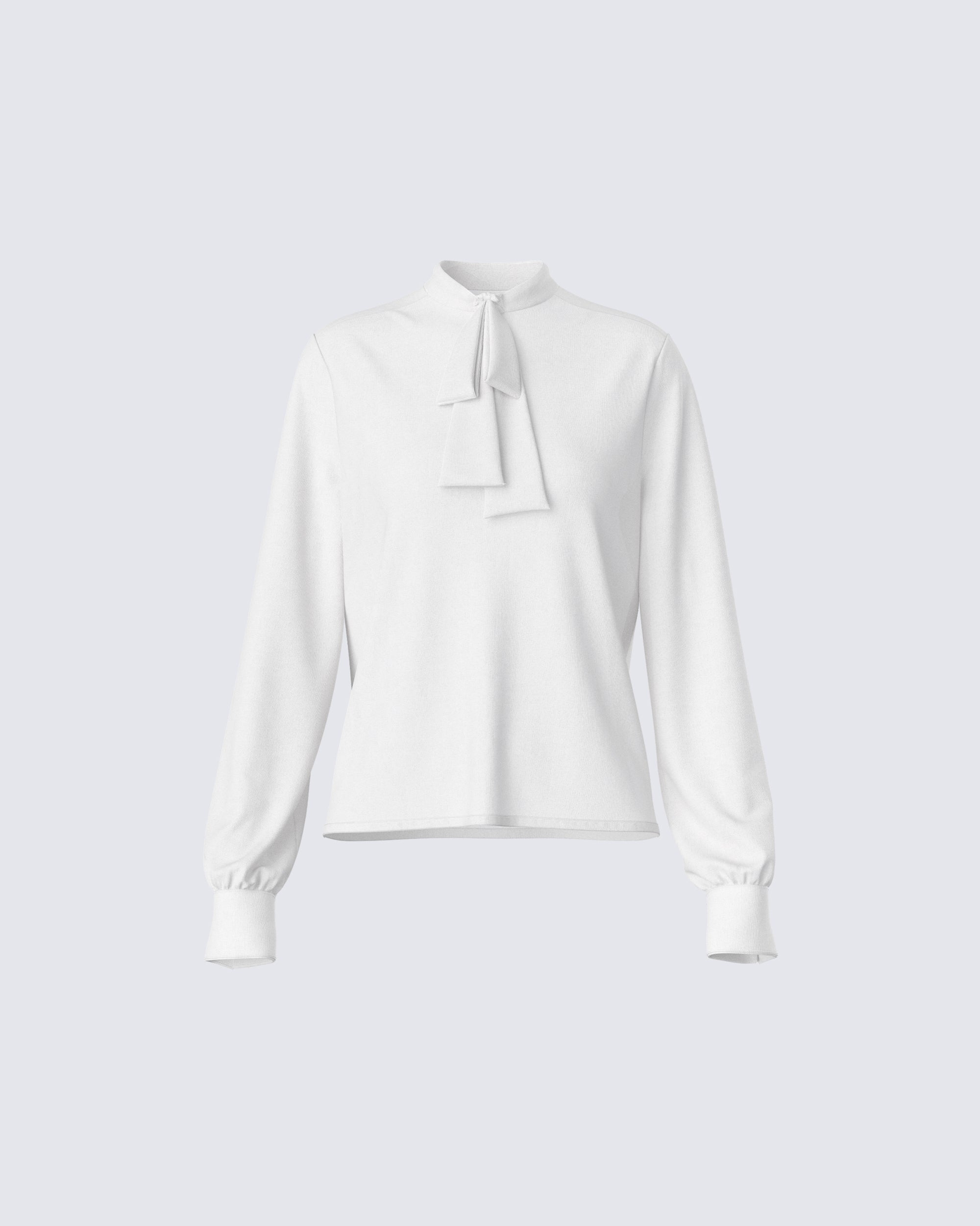 Maia White Pussy Bow Blouse – FINESSE