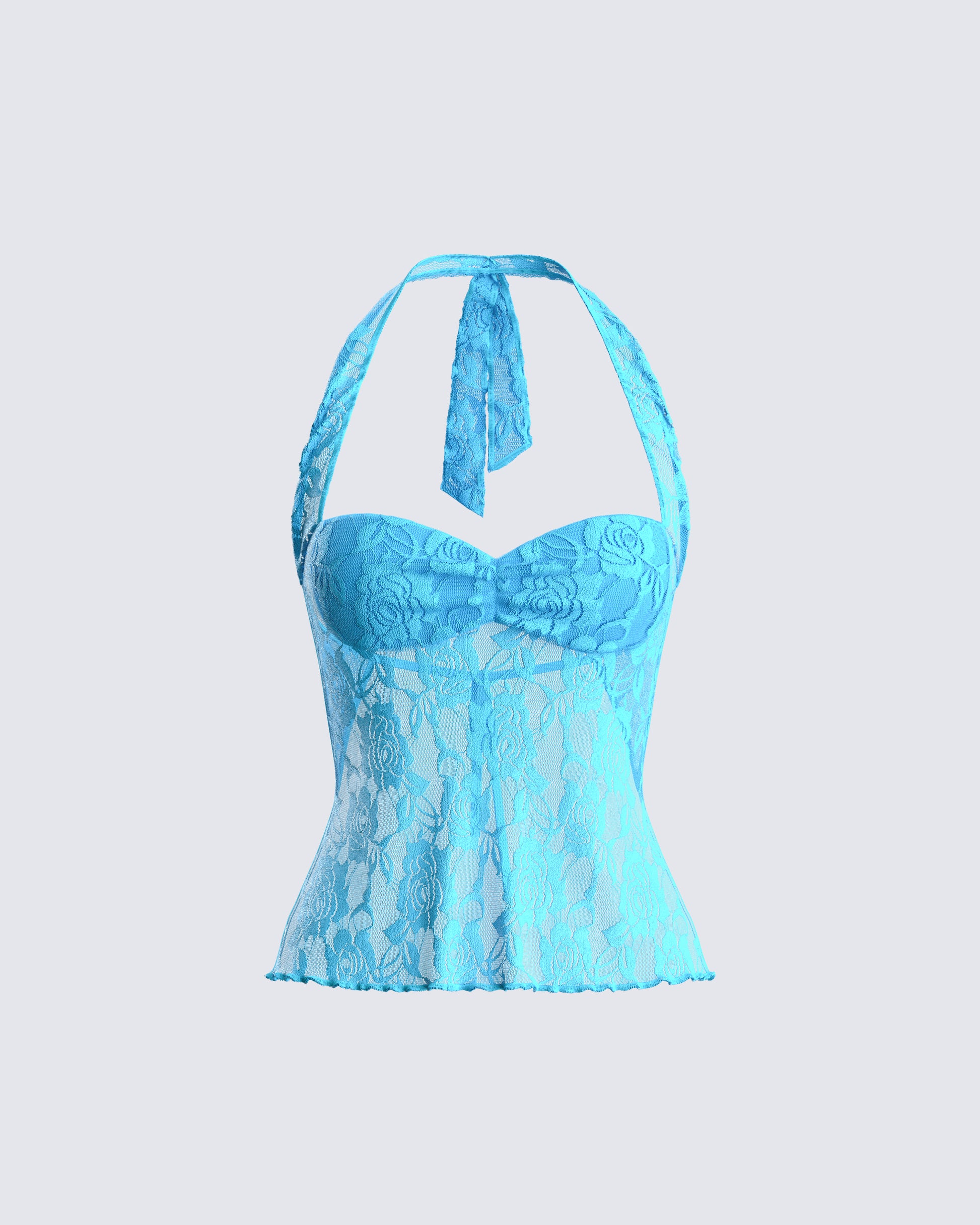 Blue Lace Halter Top - Sheer Corset Style FINESSE Blue Lace Halter Top - Sheer Corset Style FINESSE