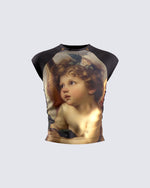 Cheryse Angel Print Jersey 3d Top product front