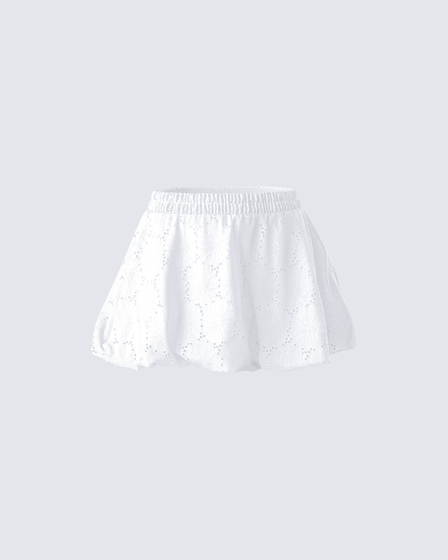 Hedi White Eyelet Bubble Mini Skirt