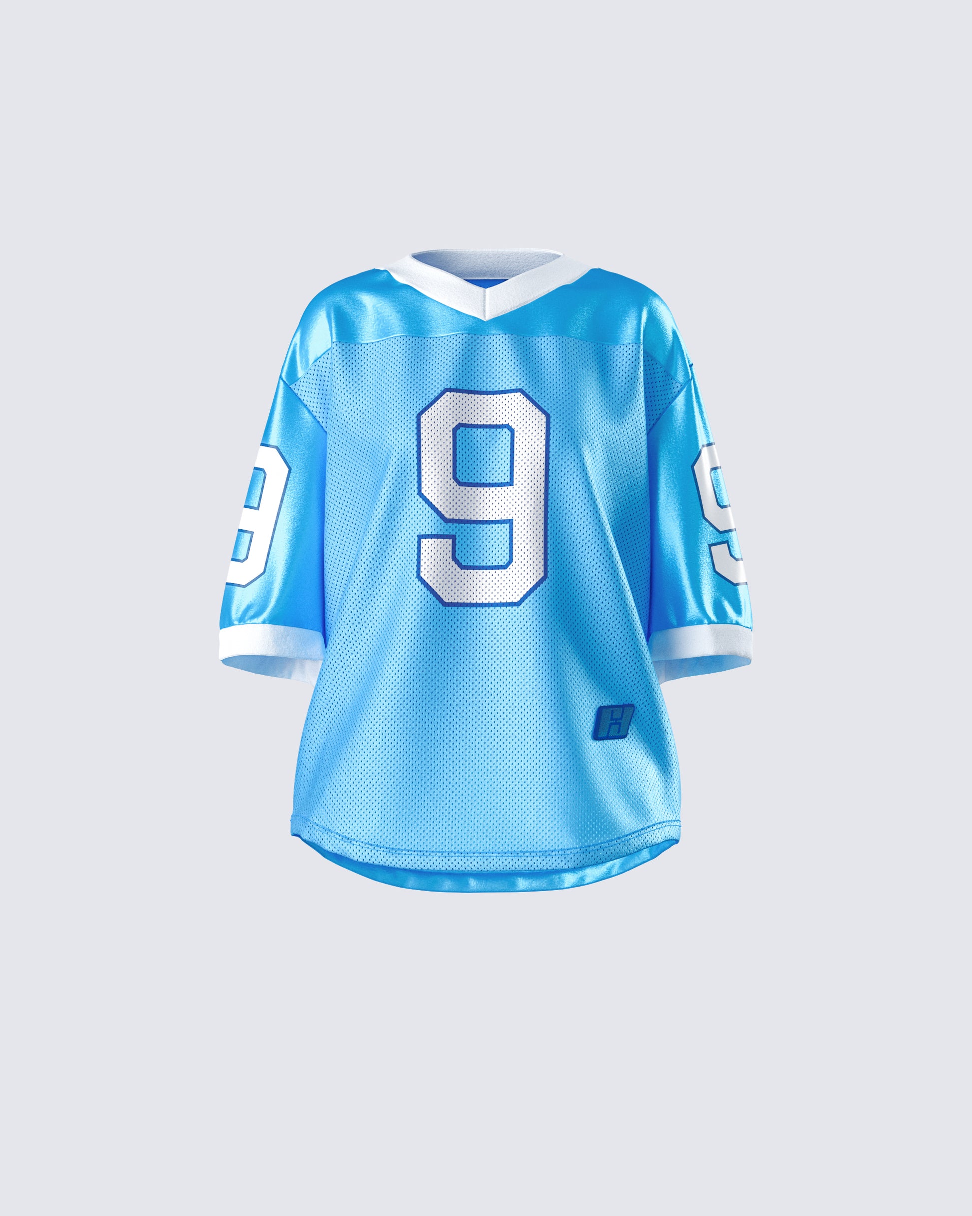 Amia Blue Graphic Sports Jersey Top – FINESSE - Main Image