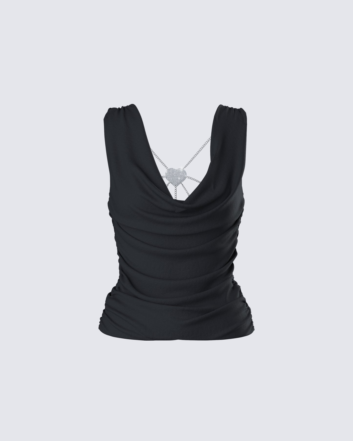 Mavi Black Chain Trim Cowl Top