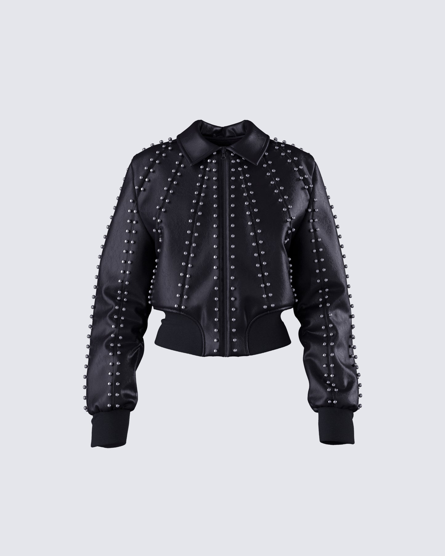 Eleri Black Vegan Leather Studded Jacket