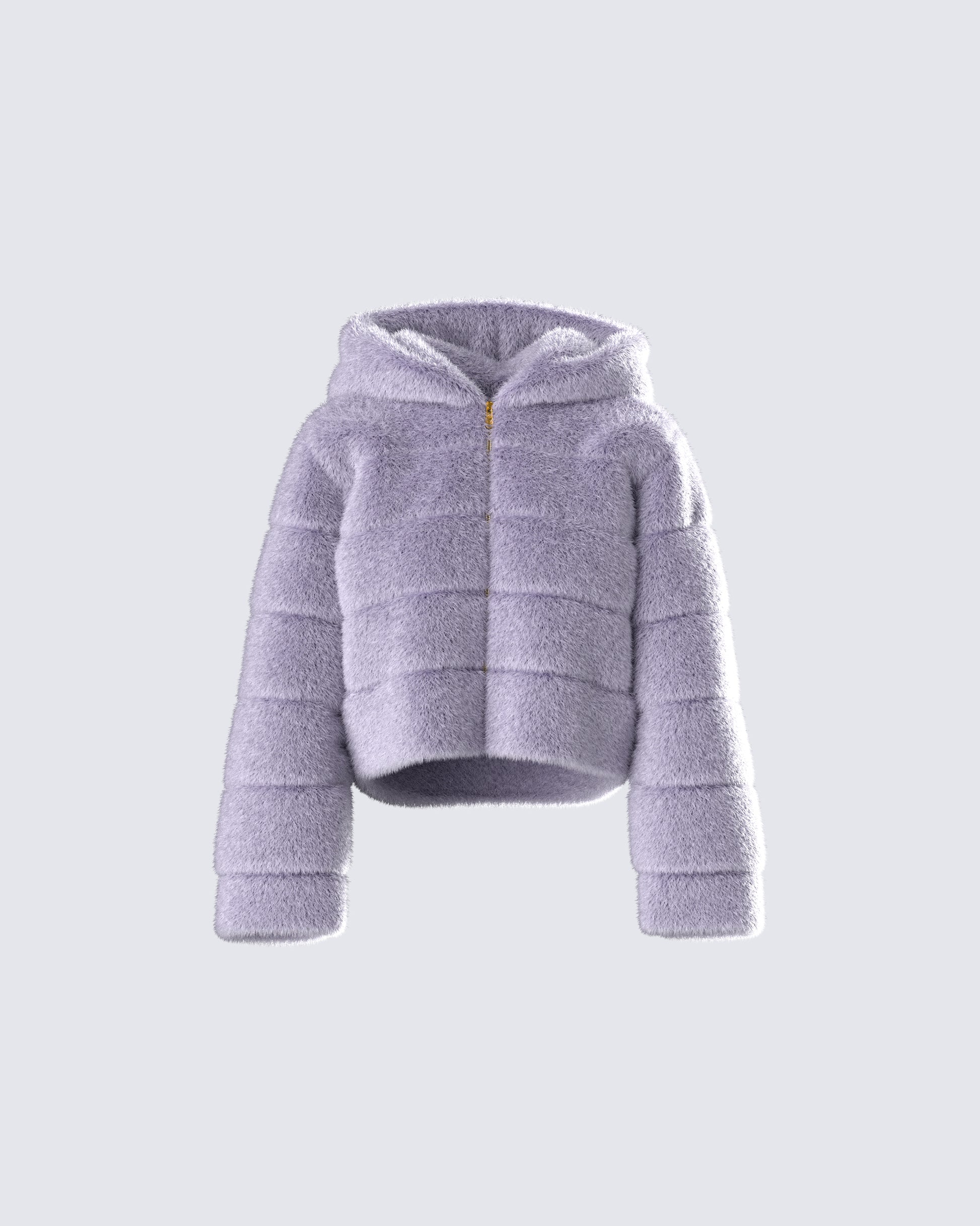Grey Faux Wool Funnel Coat