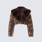 Kenza Brown Faux Leopard Fur Jacket