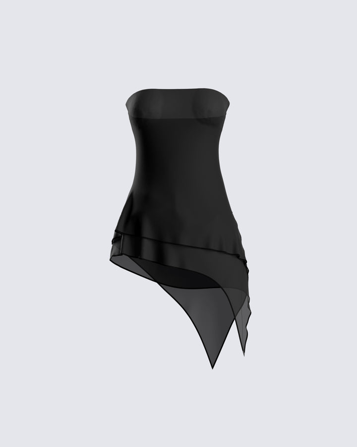 Black Off Shoulder Mini Dress - Sheer Sleeves Party FINESSE Black Off Shoulder Mini Dress - Sheer Sleeves Party FINESSE