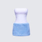 Noelle Blue Faux Fur Mesh Mini Dress product front