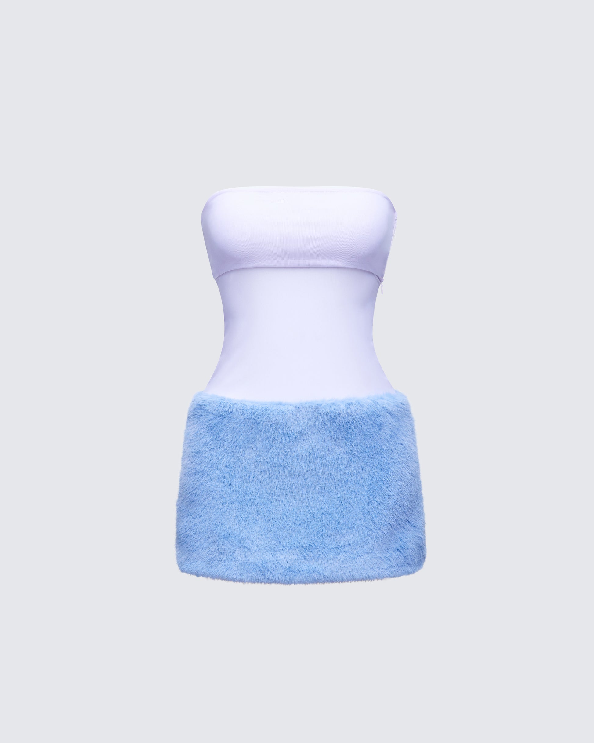 Noelle Blue Faux Fur Mesh Mini Dress product front