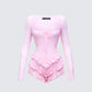 Oceane Pink Ruffle Edge Romper product front