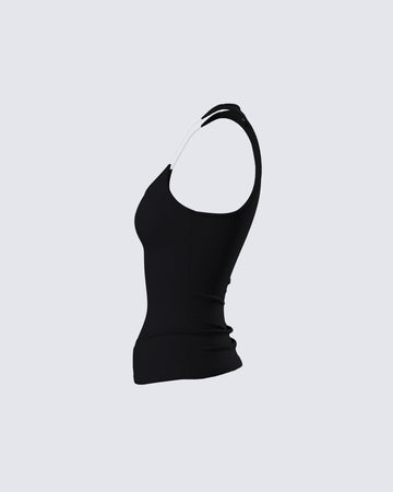 Jazlyn Black Invisible Strap Tank Top