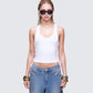 Nixie White Lace Up Tank model front
