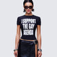 Drea Black Slogan Classic Tee