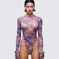 Thorne Multi Mesh Tattoo Printed Bodysuit model front