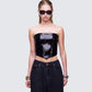 Astraia Black Sequin Bandeau Top