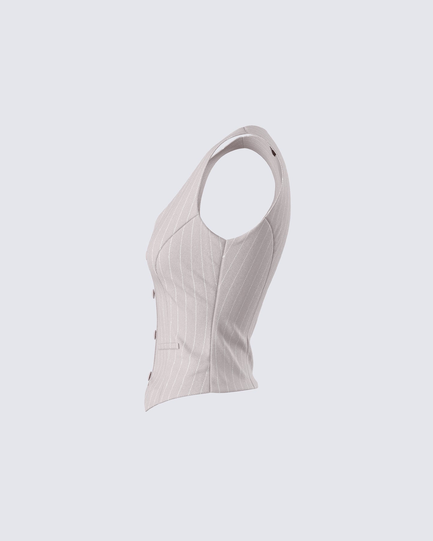 Jaelyn Beige Pinstripe Vest