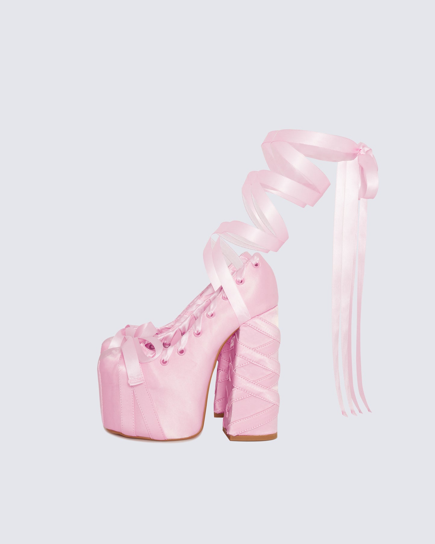 Porsha Pink Satin Platform Heel