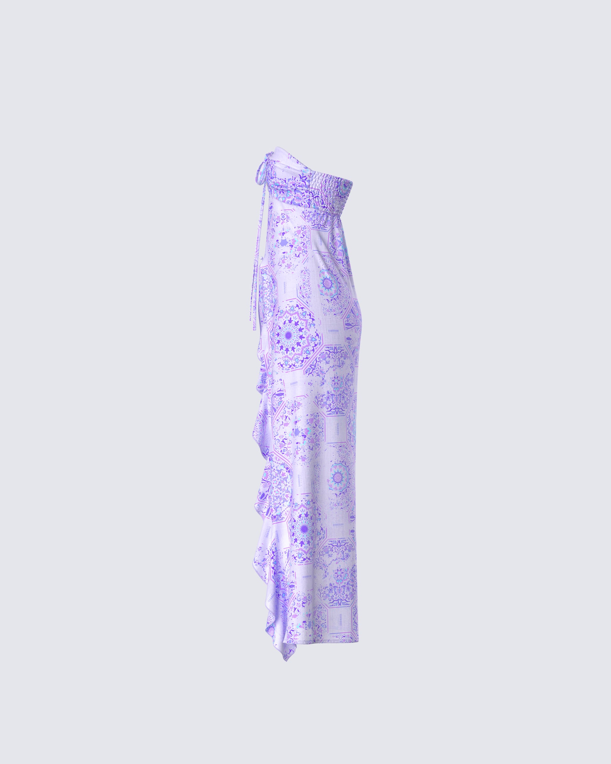 Lavender Halter Midi Dress Floral Print Summer Top FINESSE Lavender Halter Midi Dress Floral Print Summer Top FINESSE