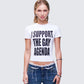 Drea White Slogan Classic Tee model front