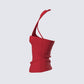 Idalia Red Asymmetrical Halter Top