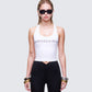 Setareh White Graphic Tank Top model front