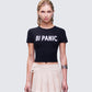 Meera Black Slogan Baby Tee model front