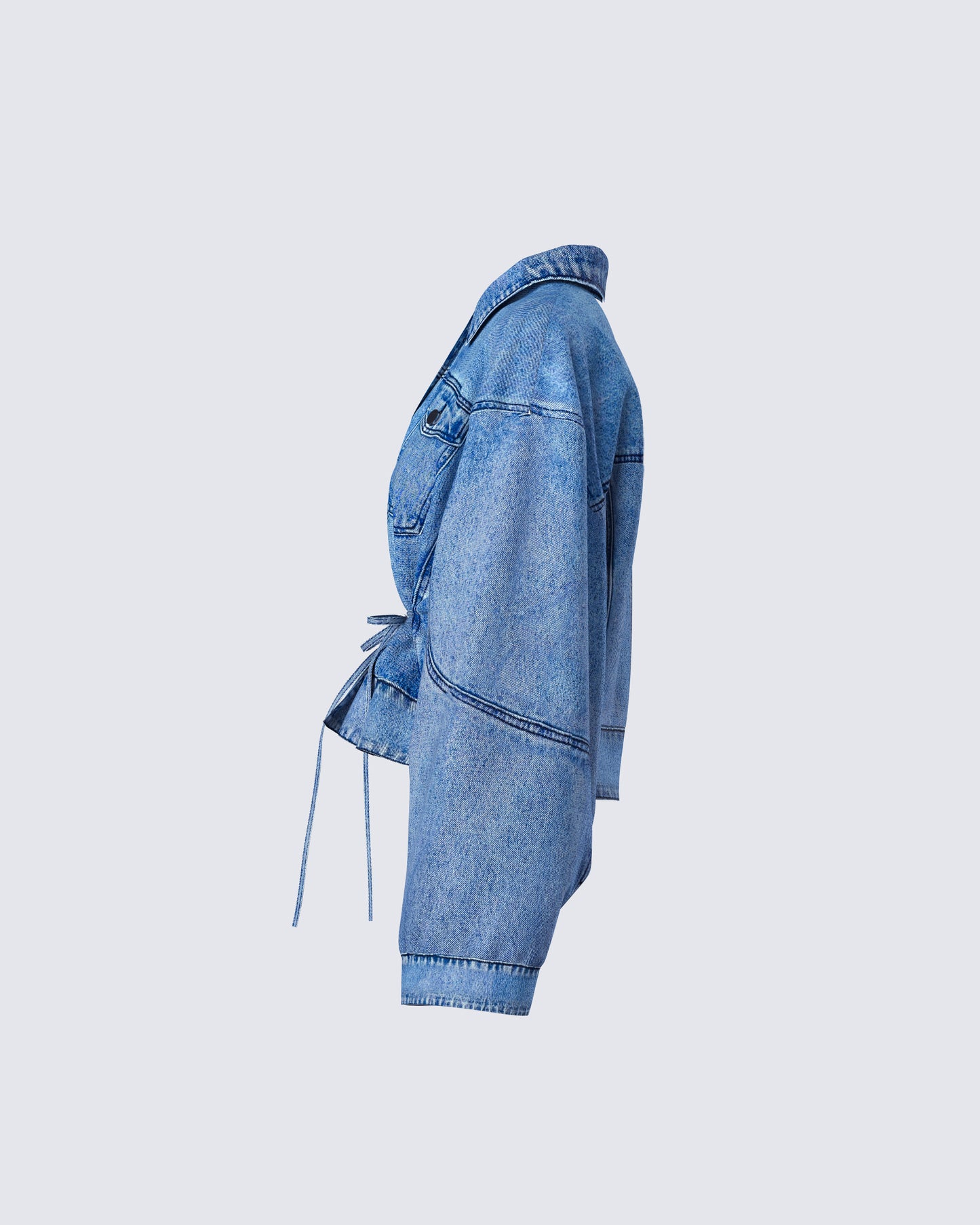 Yui Blue Denim Oversized Cropped Jacket