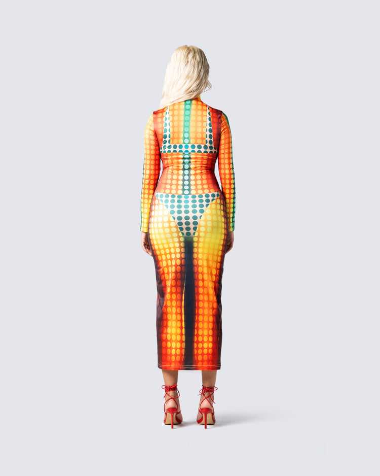 Amira Multi Polka Dot Print Dress
