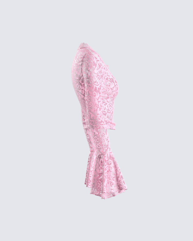 Priya Pink Lace Top