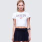 Hema White Slogan Baby Tee model front