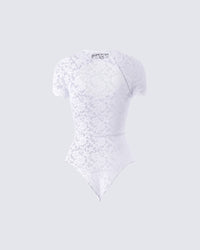 Romona White Lace Cut Out Bodysuit