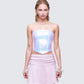 Astraia White Sequin Bandeau Top model front