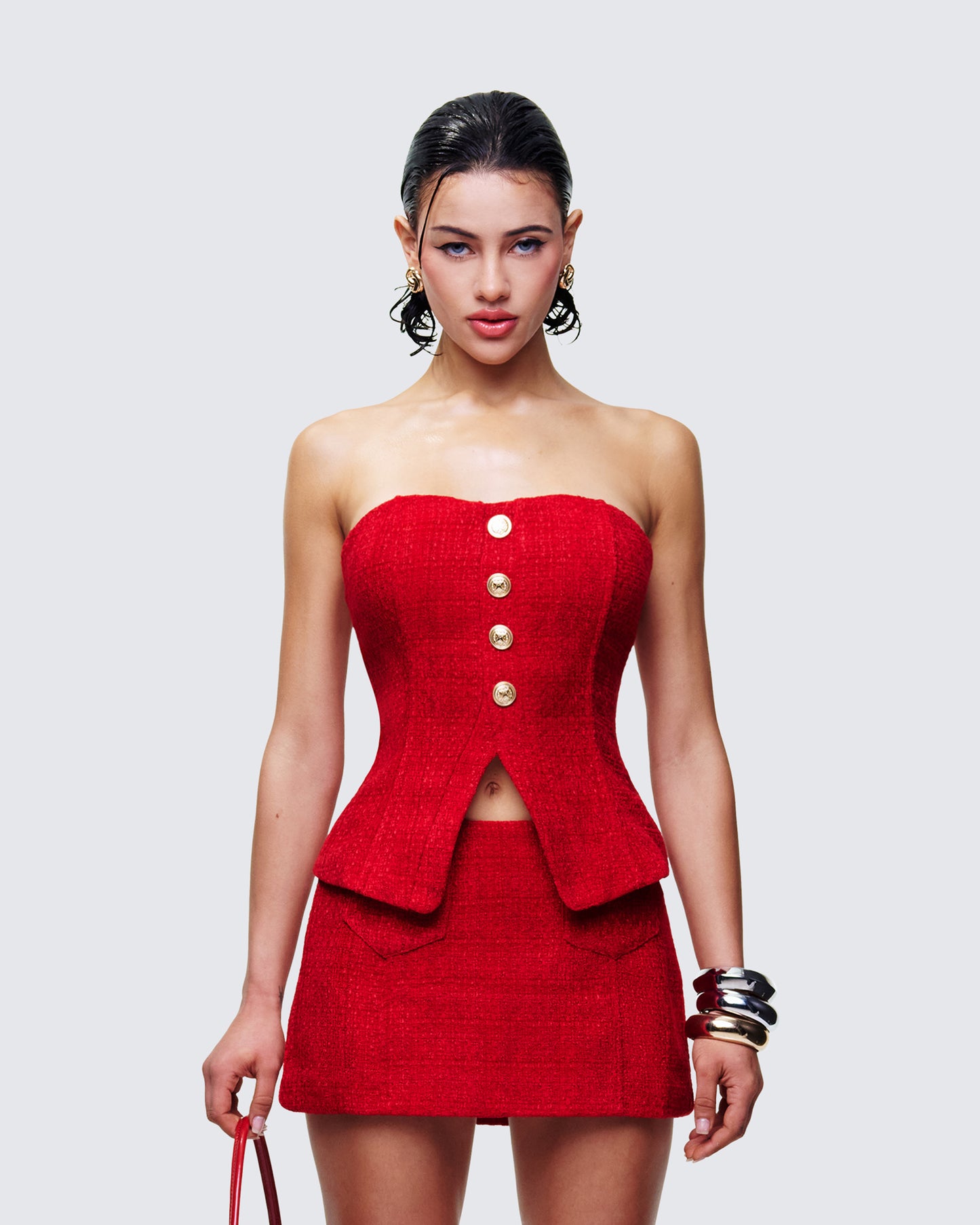 Women's red top front view – FINESSE