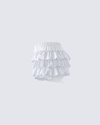 Amia White Ruffle Bloomer Micro Skort