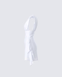 Enzo White Chiffon Mini Dress