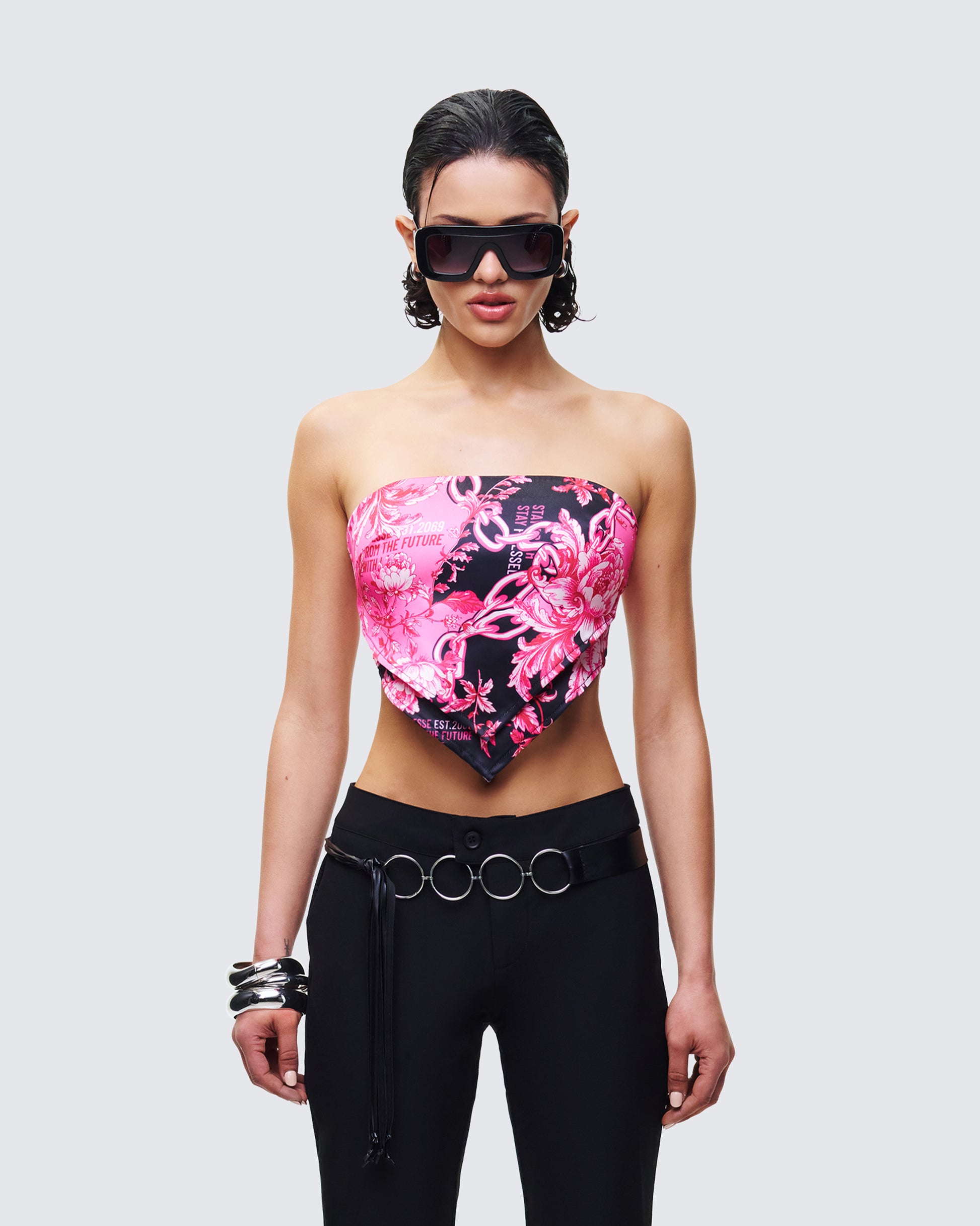 Elix Multi Printed Bandeau Top model front